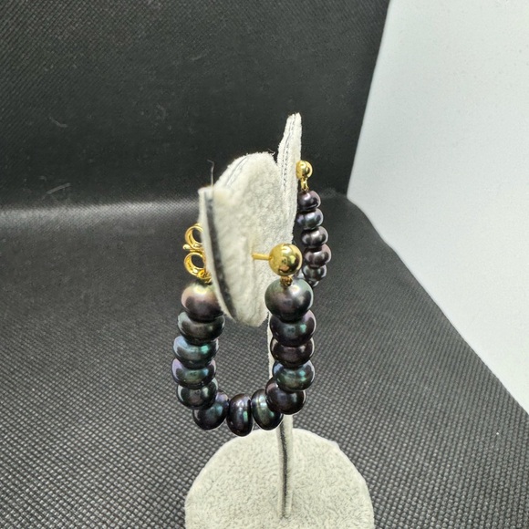 FINAL SALE Authentic Black Freshwater/Akoya  Pearl in micron setting - Picture 3 of 6